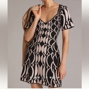 Anthropologie Black and Cream Mini Dress